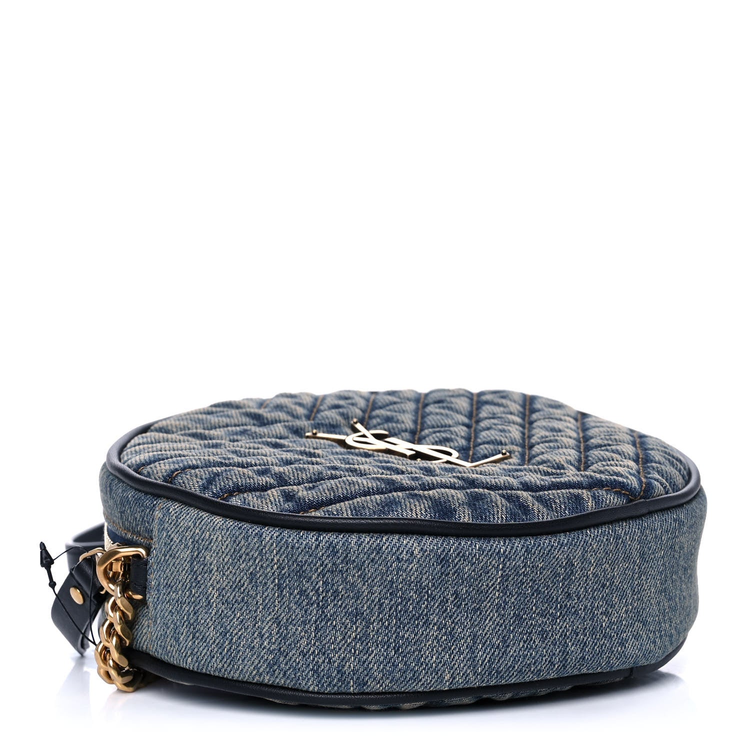 Saint Laurent Denim Quilted Monogram Round Crossbody Bag Rodeo Blue 4 of 10
