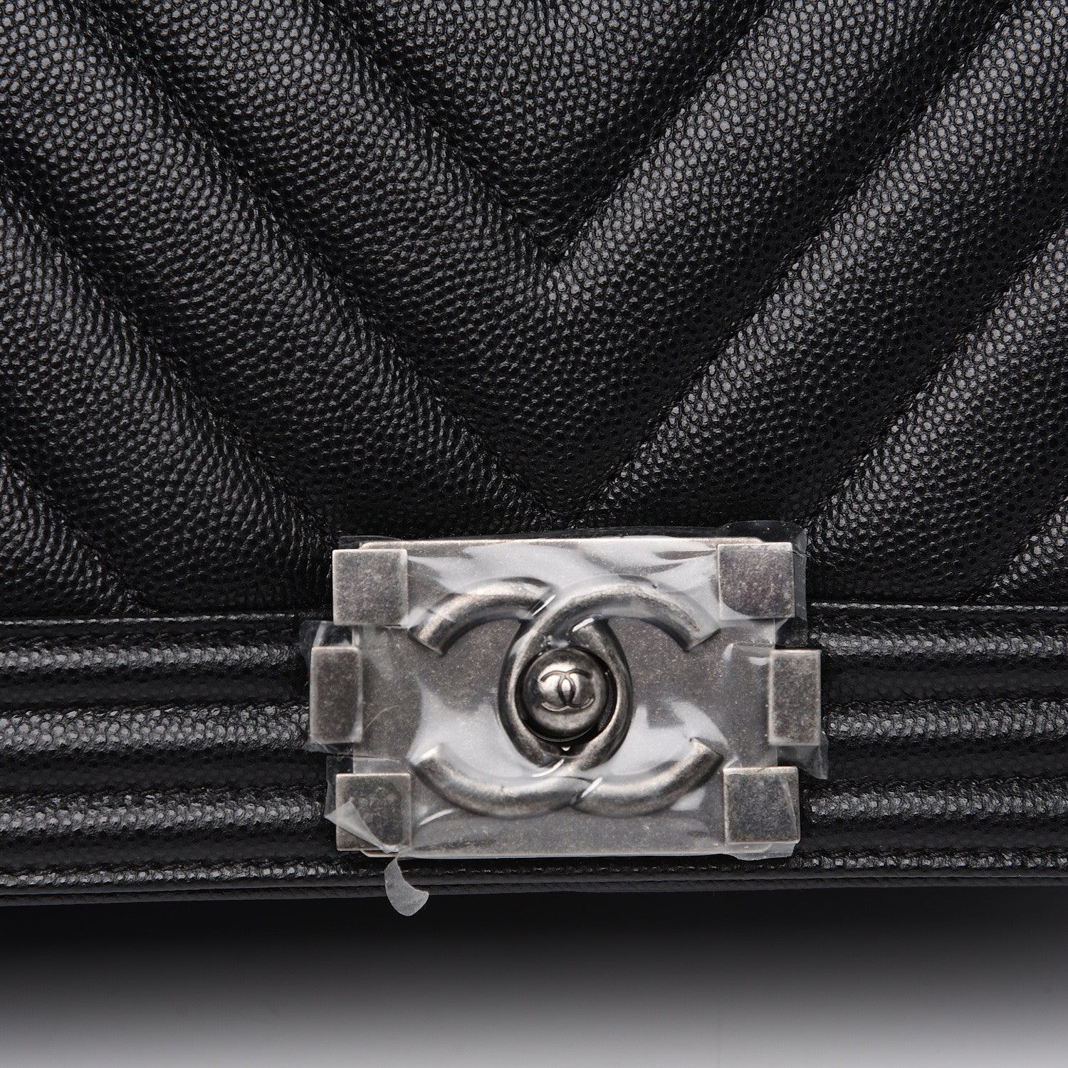 Chanel Caviar Chevron Quilted Medium Boy Flap Black 7 of 11