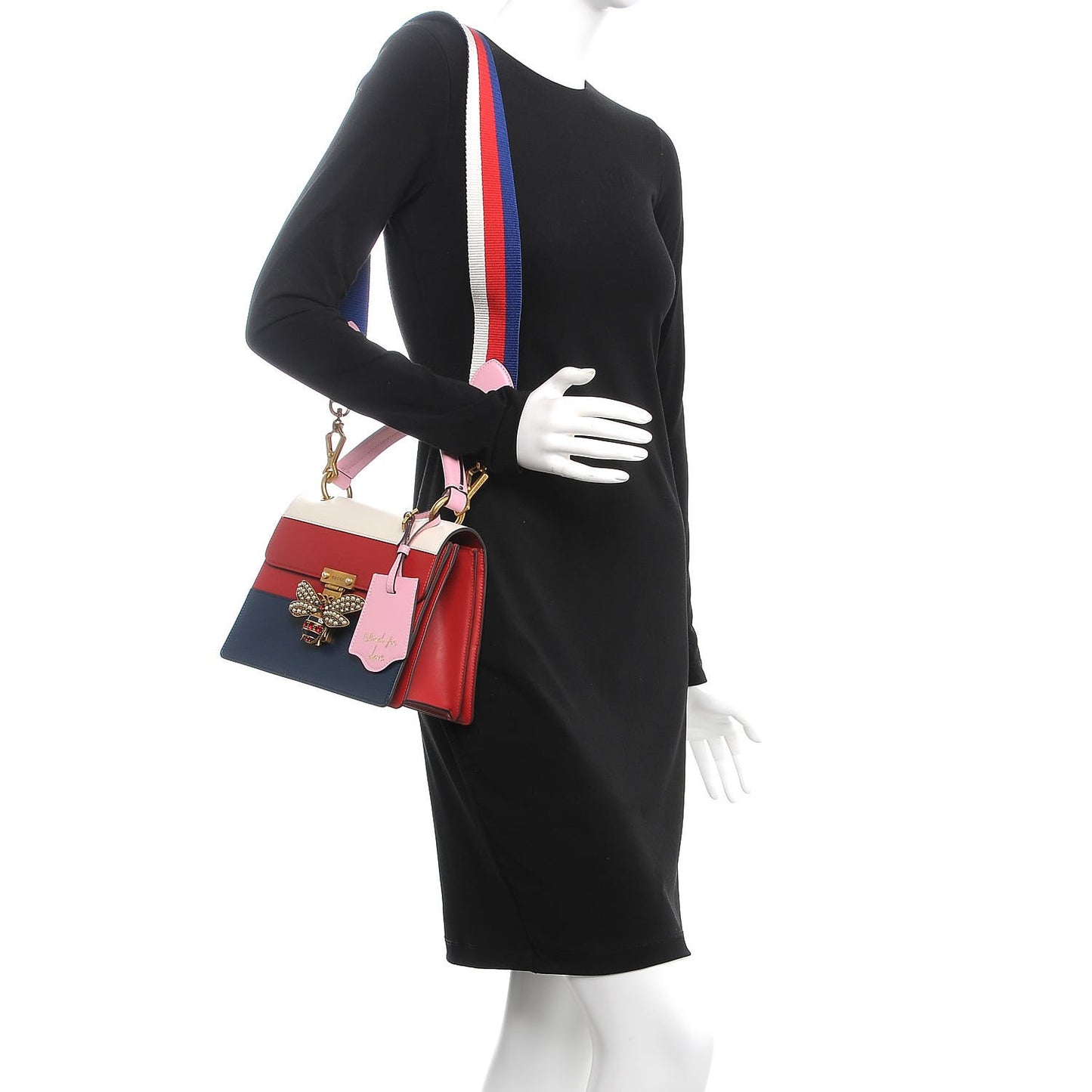 Calfskin Sylvie Web Small Queen Margaret Top Handle Bag Blue Agata Hibiscus Red Mystic White Sugar Pink