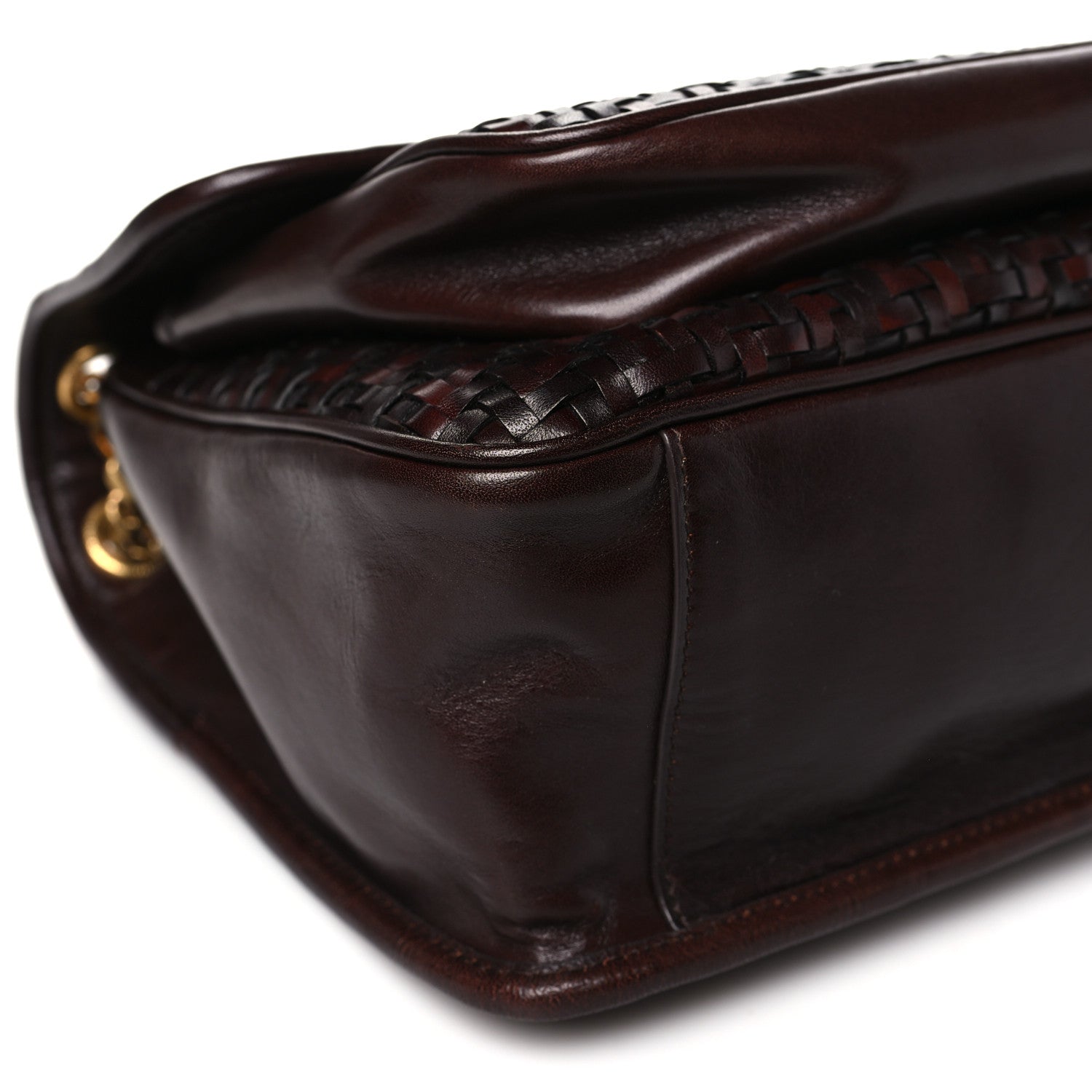 Saint Laurent Calfskin Woven Monogram Medium Niki Chain Satchel Burnt Brown 9 of 11