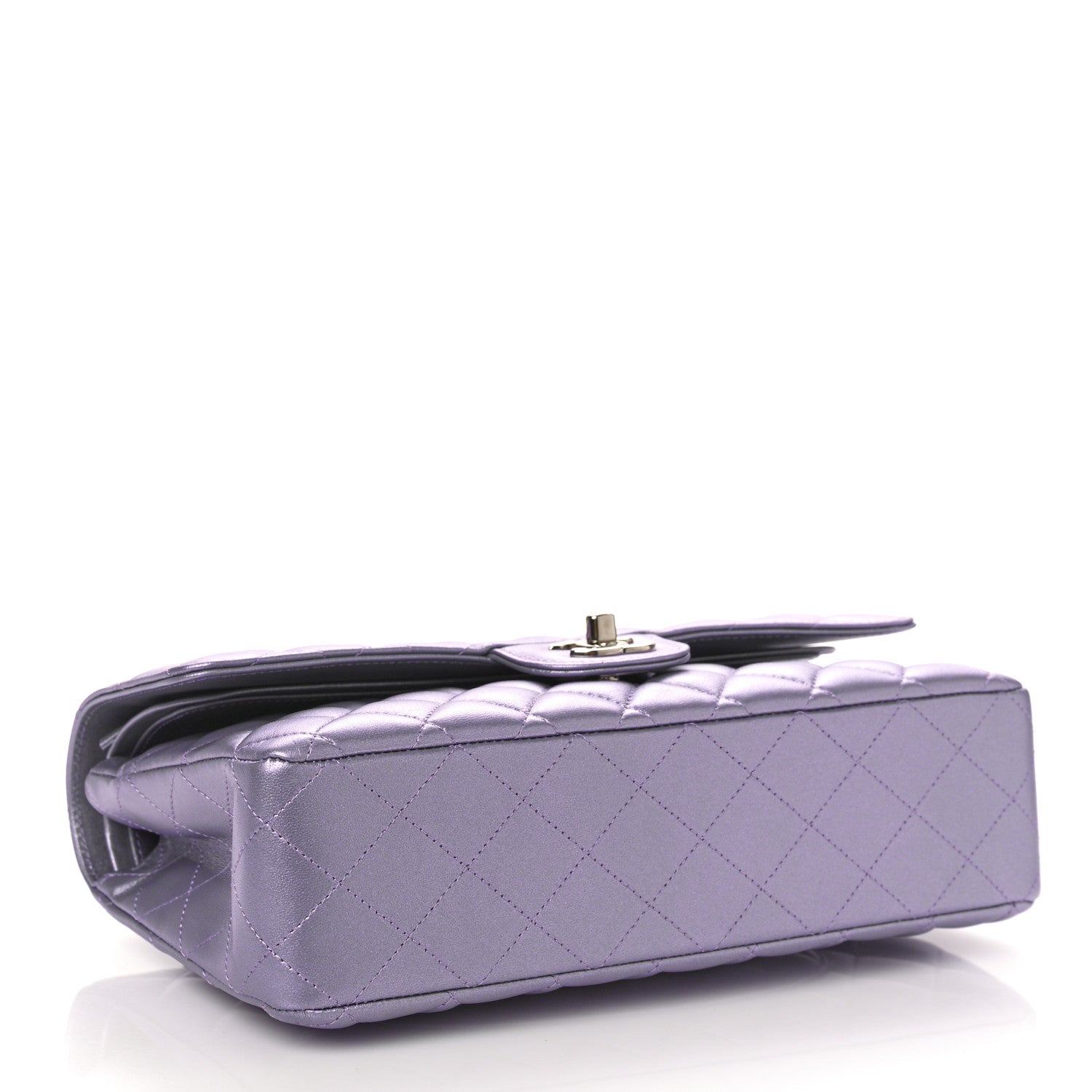 Chanel Metallic Lambskin Quilted Medium Double Flap Purple 4 of 10