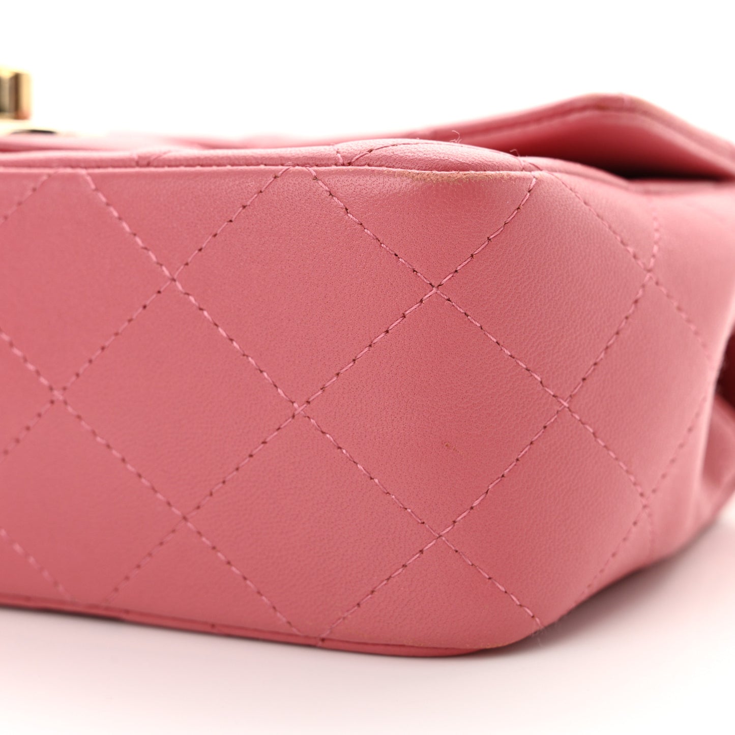 Lambskin Quilted Valentine Charms Mini Rectangular Flap Pink