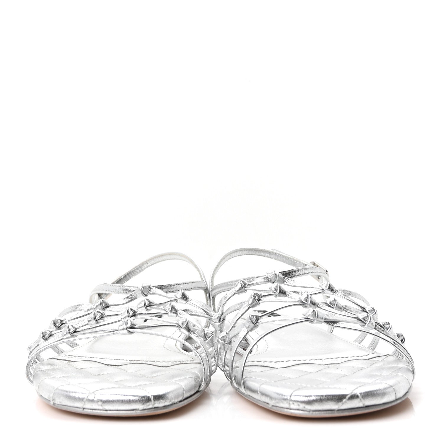 Chanel Laminated Lambskin CC Sandals 36.5 Silver 3 of 9