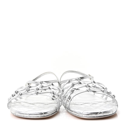 Chanel Laminated Lambskin CC Sandals 36.5 Silver 3 of 9