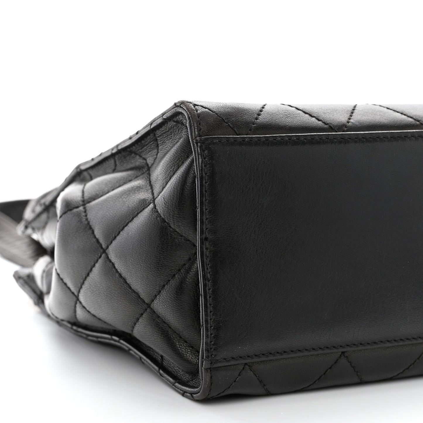 Lambskin Quilted CC Shopping Tote Black