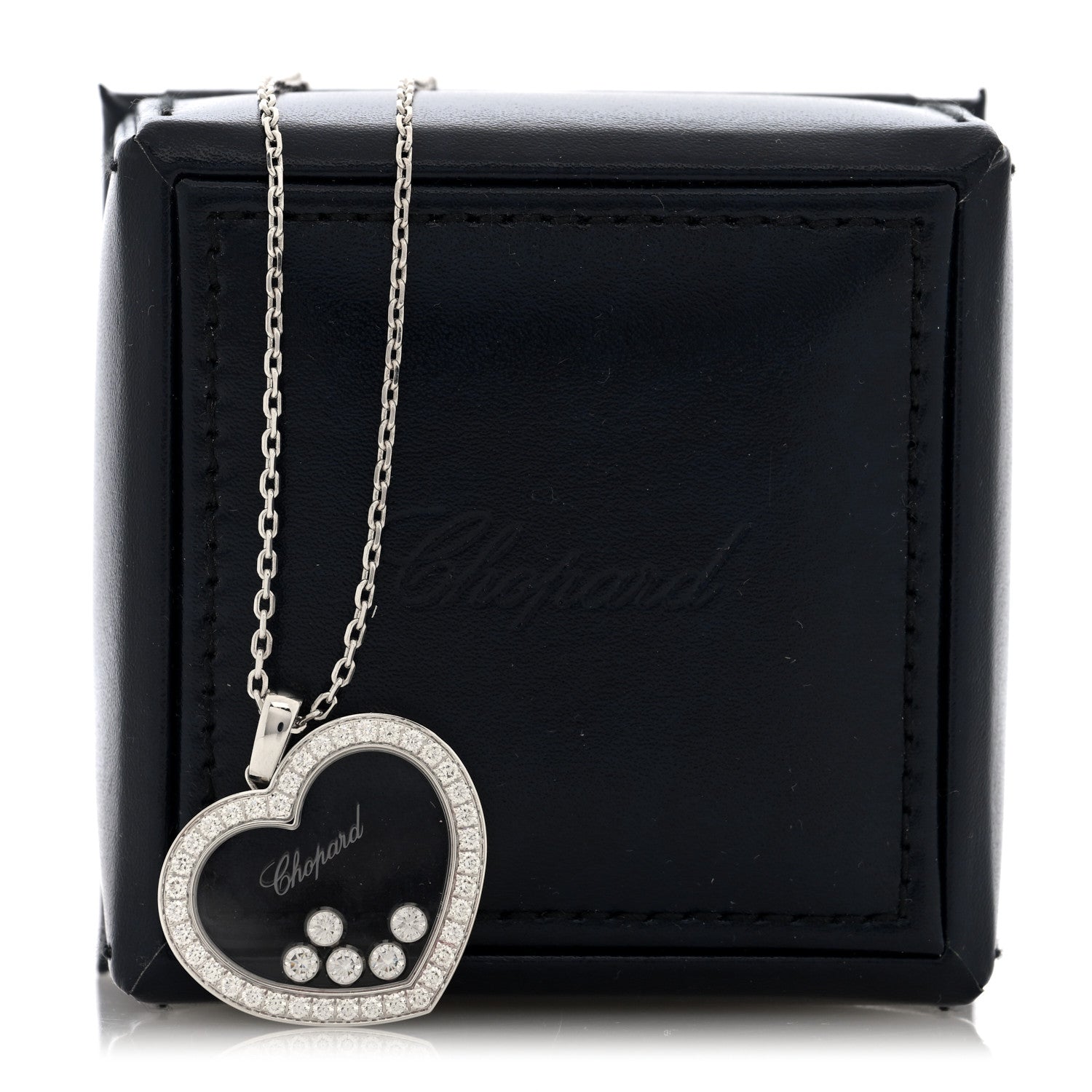 Chopard 18K White Gold Happy Diamonds Icons Paved Heart Pendant Necklace 5 of 5