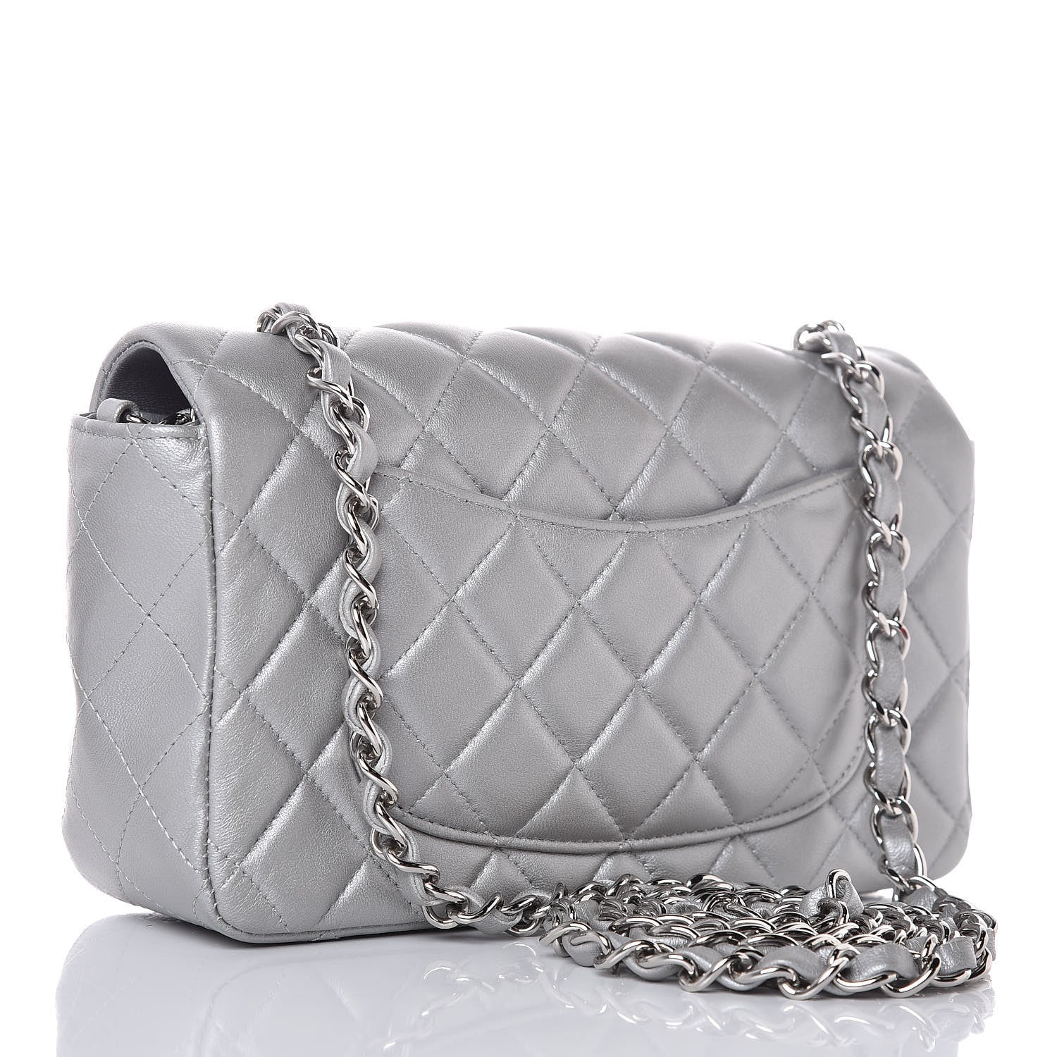 Chanel Metallic Lambskin Quilted Mini Rectangular Flap Silver 3 of 10