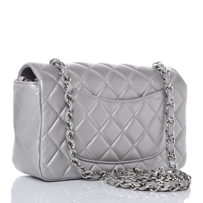 Chanel Metallic Lambskin Quilted Mini Rectangular Flap Silver 3 of 10
