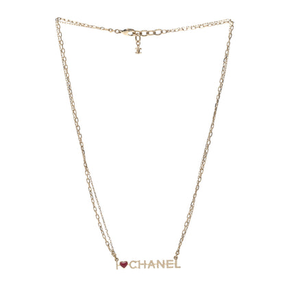 Chanel Quilted I Heart Chanel Logo Necklace Gold 3 of 6