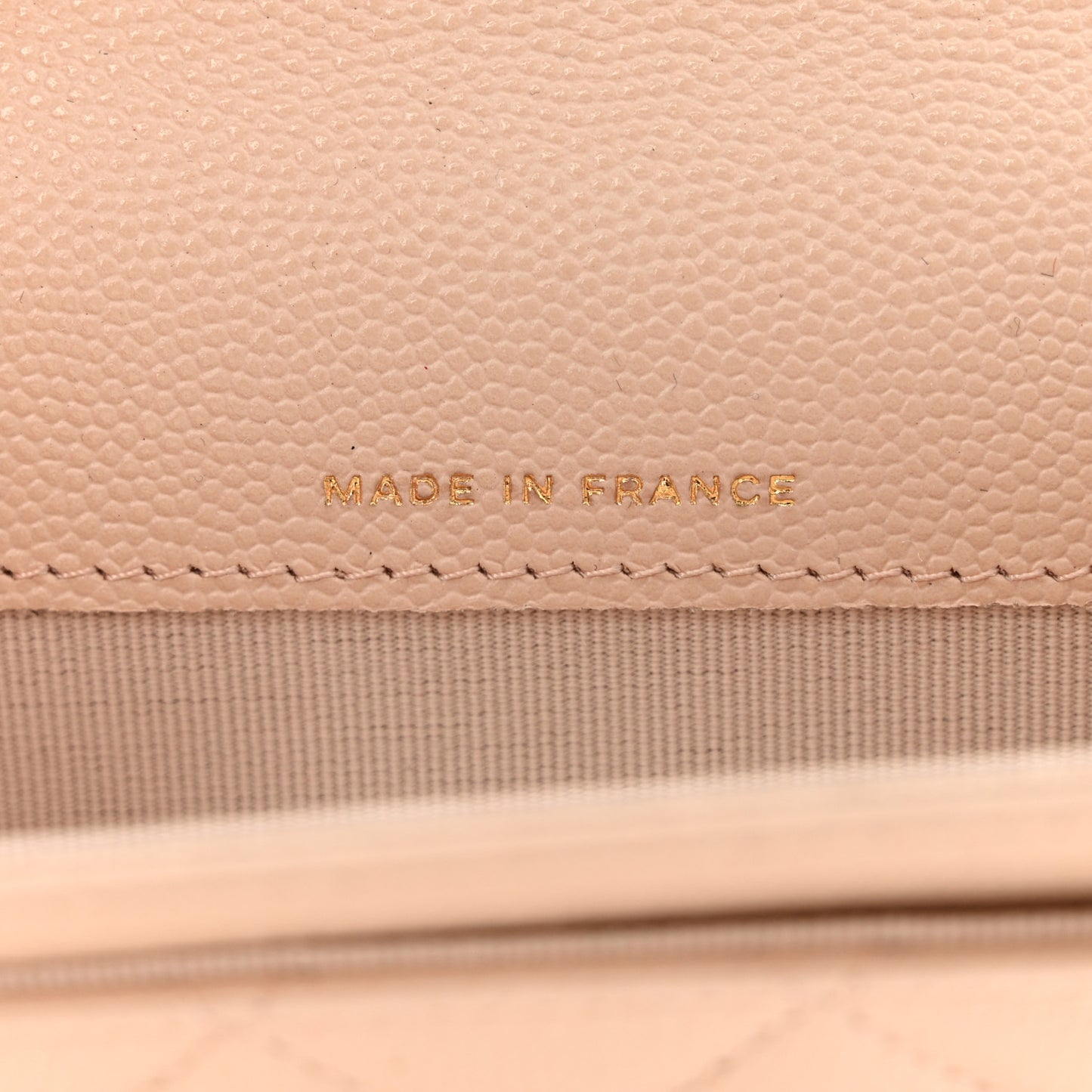 Caviar Quilted Flap Card Holder Wallet Light Beige