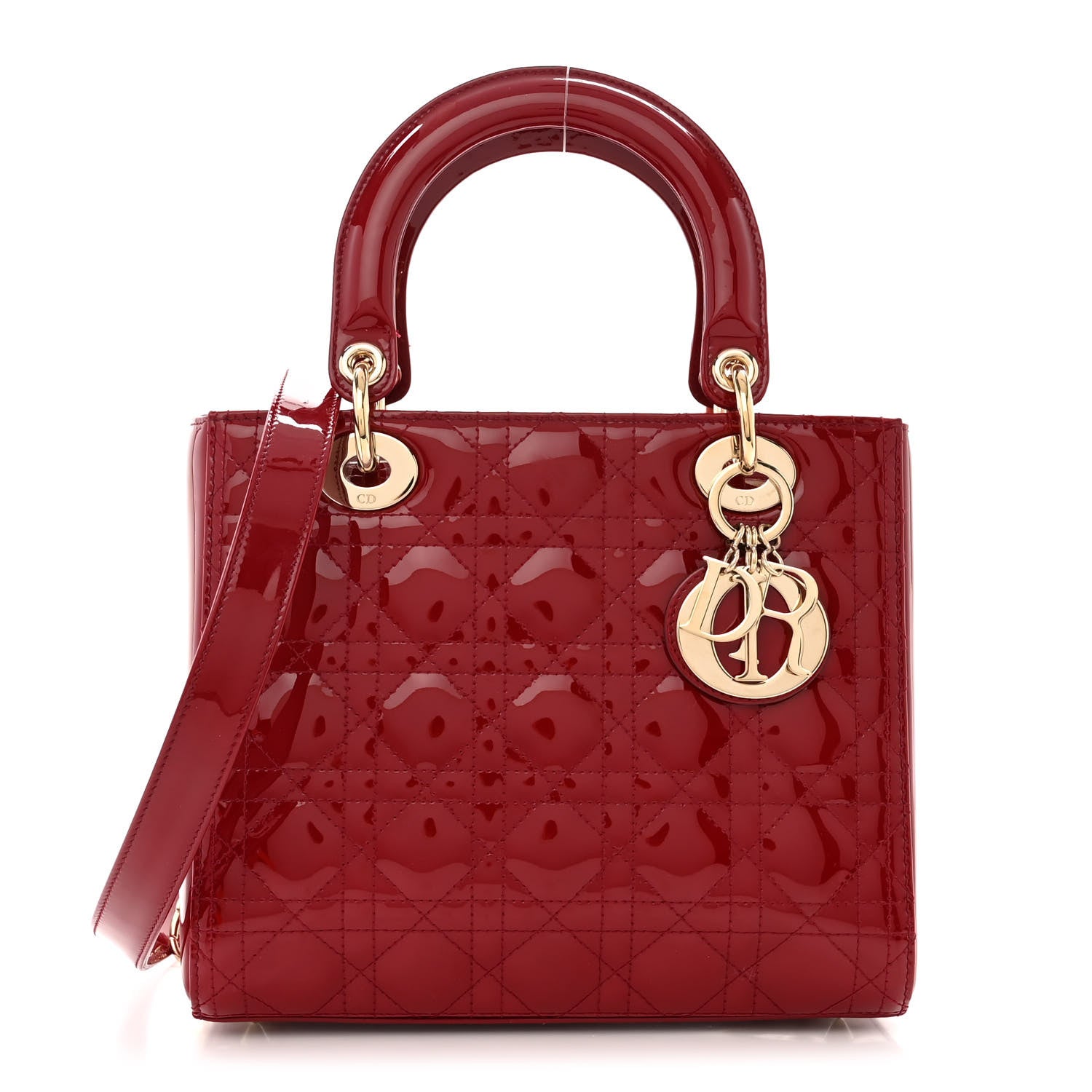 Christian Dior Patent Cannage Medium Lady Dior Red 1 of 10