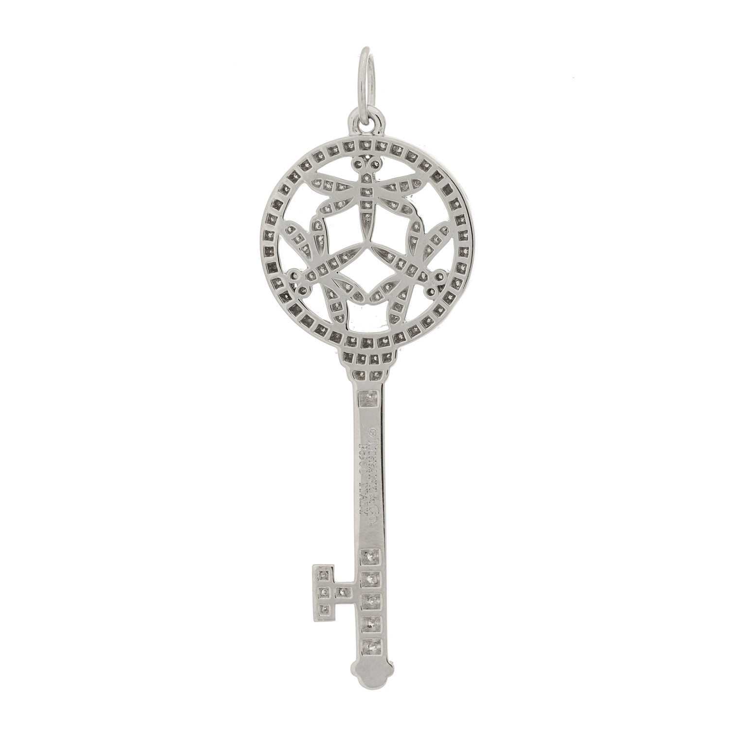 Tiffany Platinum Diamond .28ctw Dragonfly Key Pendant 3 of 5