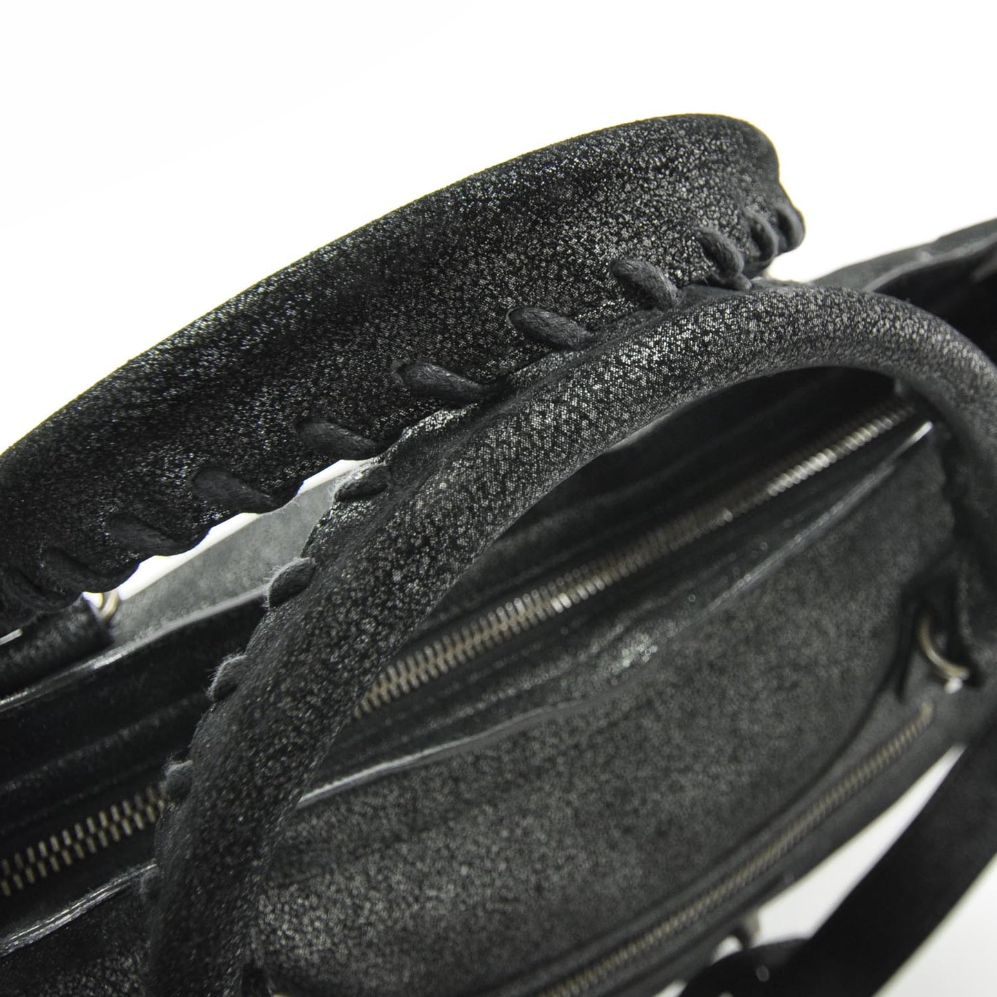 Metallic Craquele Calfskin Classic Hardware City Black