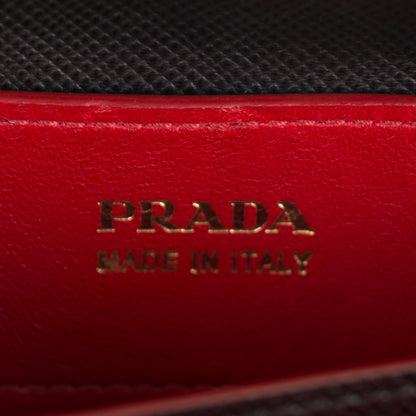 Prada Saffiano Cuir Large Double Bag Black Fuoco 6 of 6