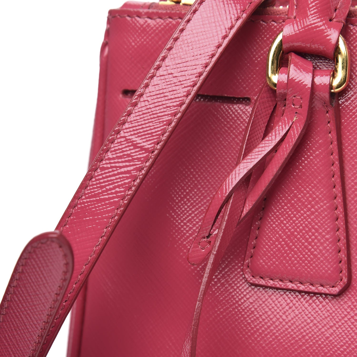 Prada Saffiano Vernice Mini Galleria Double Zip Tote Peonia 10 of 12