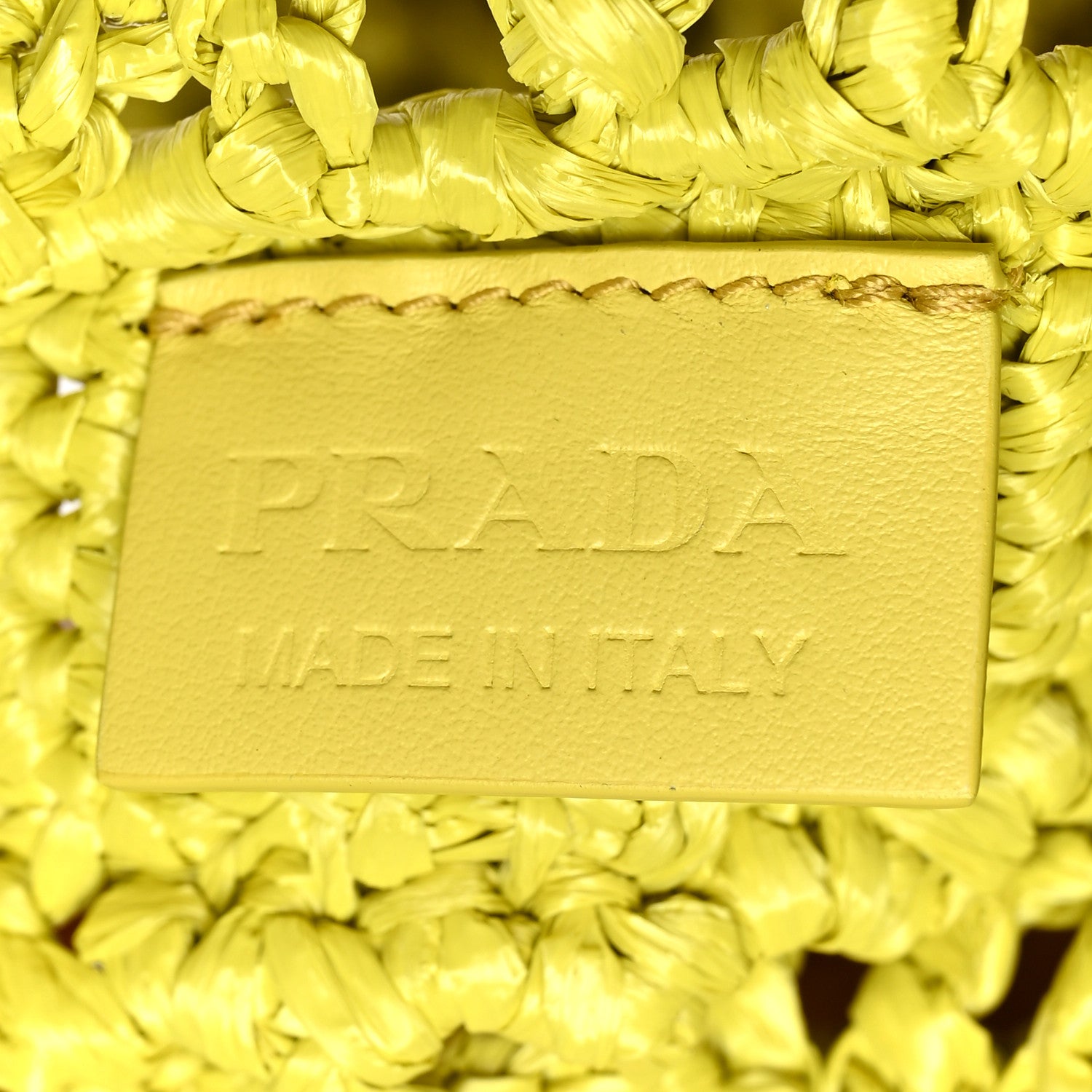 Prada Yarn Raffia Effect Crochet Logo Embroidered Tote Bag Cedro 6 of 9