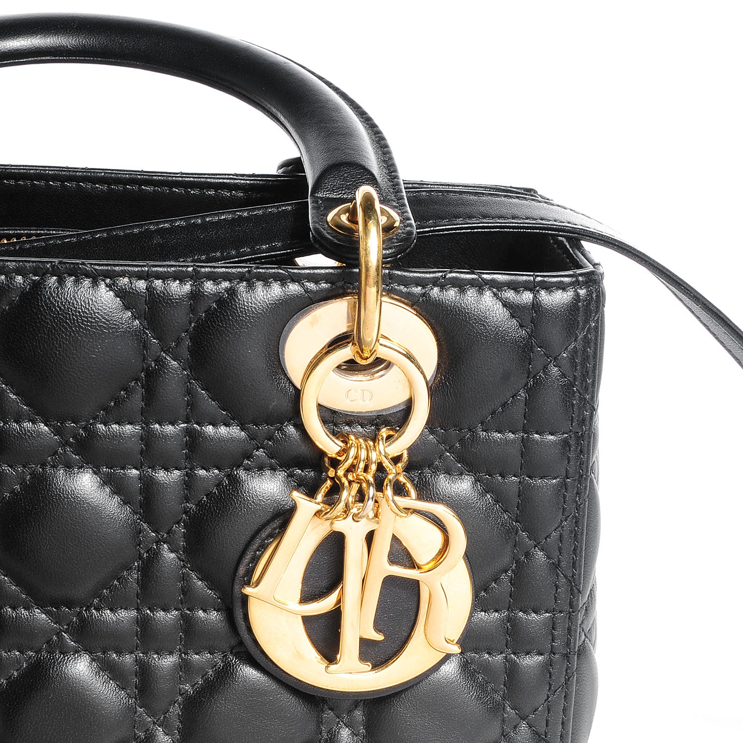 Christian Dior Lambskin Cannage Medium Lady Dior Black 8 of 8