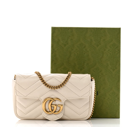 Gucci Calfskin Matelasse Super Mini GG Marmont Shoulder Bag White 12 of 12