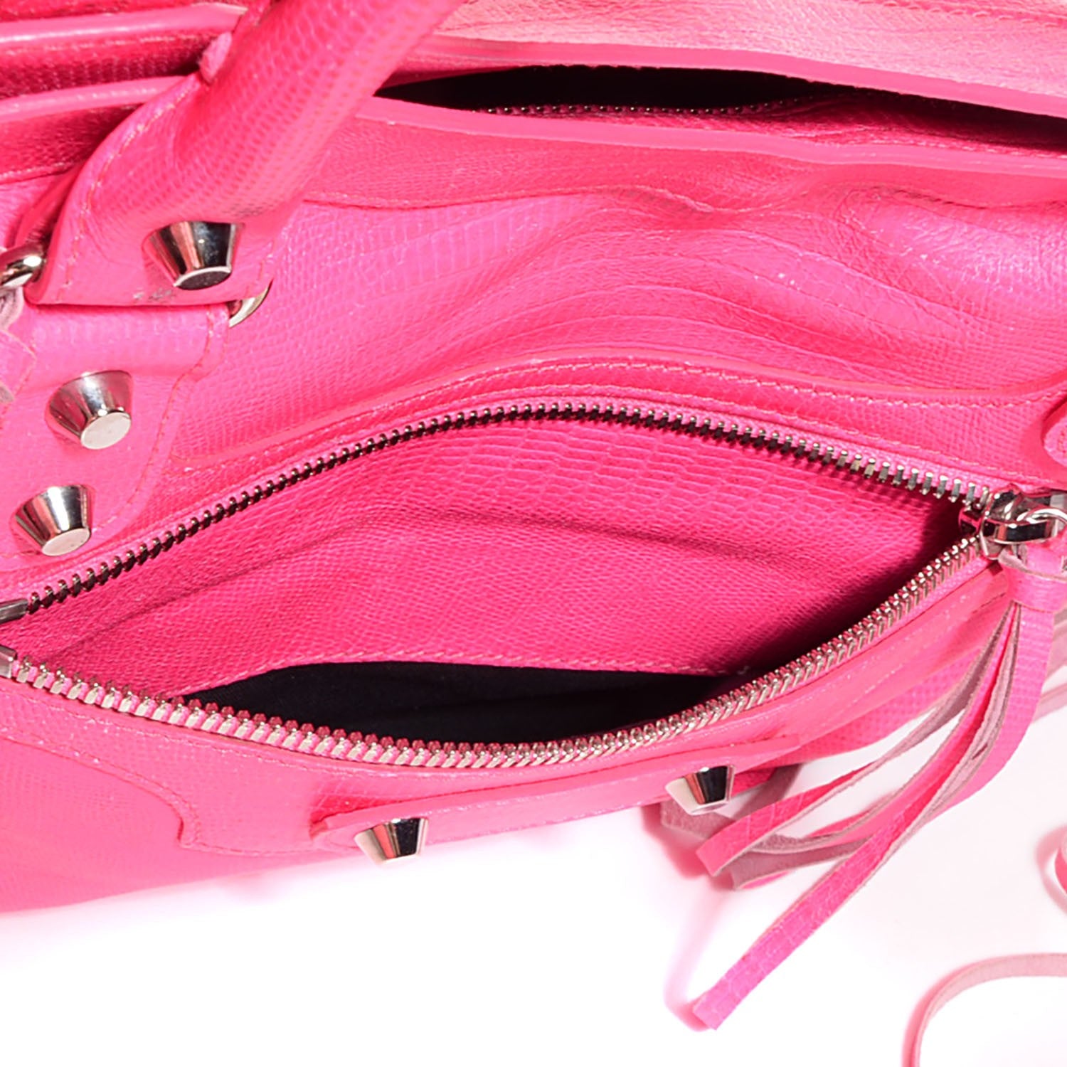 Balenciaga Calfskin Lizard Embossed Classic Silver Hardware City Rose Fluo 23 of 26