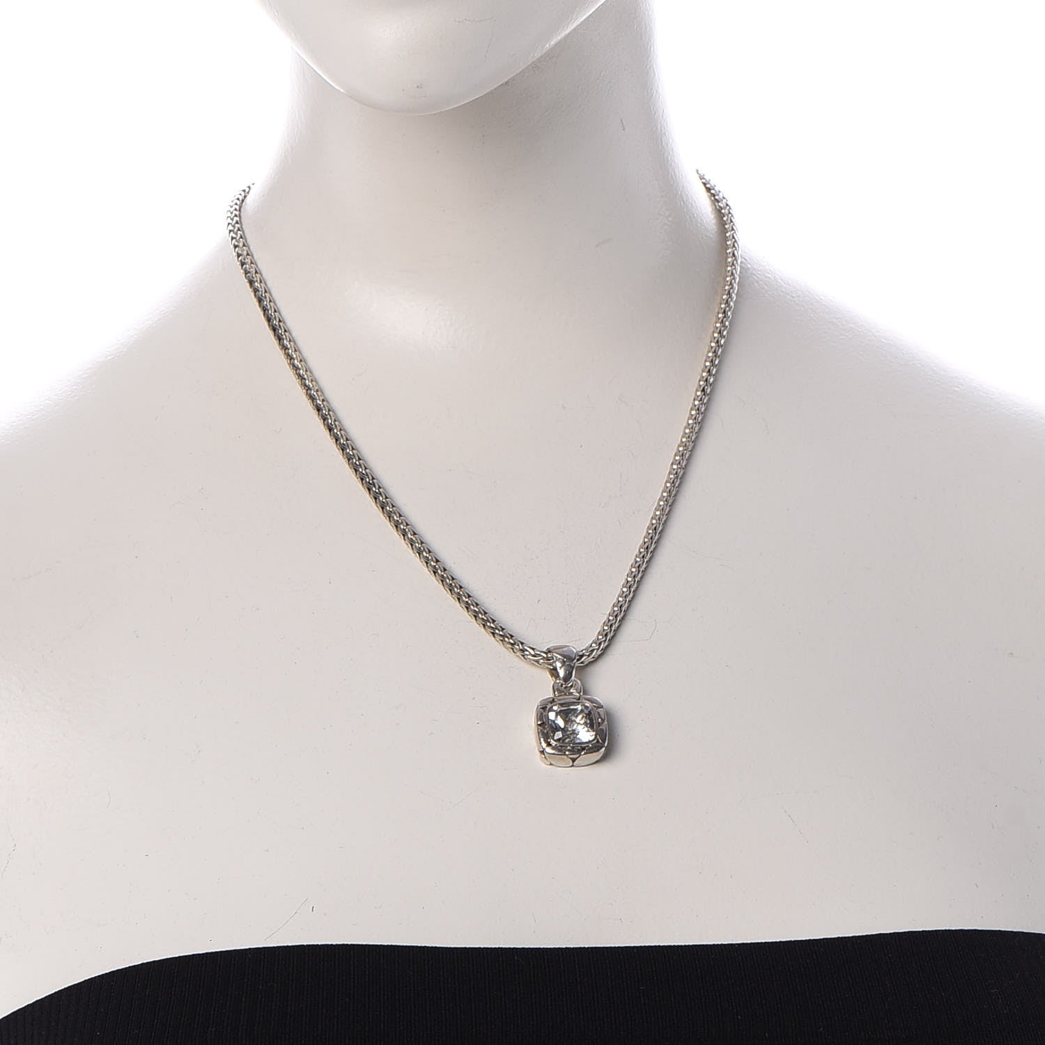 John Hardy Sterling Silver White Topaz Kali Square Pendant Necklace 2 of 8