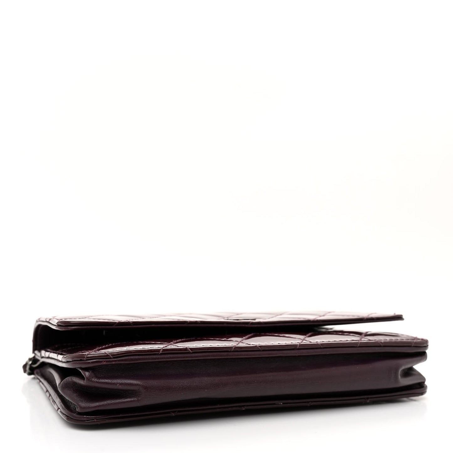 Patent Quilted Wallet On Chain WOC Purple
