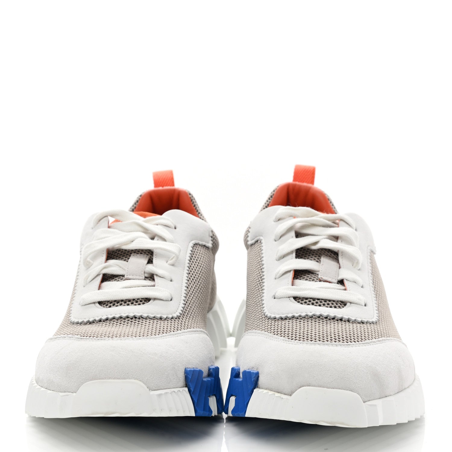 Hermes Air Mesh Suede Goatskin Mens Bouncing Sneakers 43.5 Multicolor Beige 2 of 9