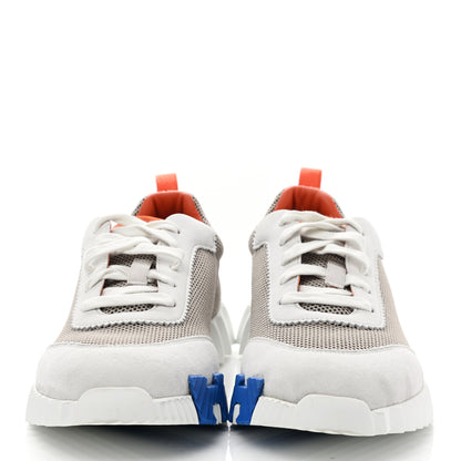 Hermes Air Mesh Suede Goatskin Mens Bouncing Sneakers 43.5 Multicolor Beige 2 of 9