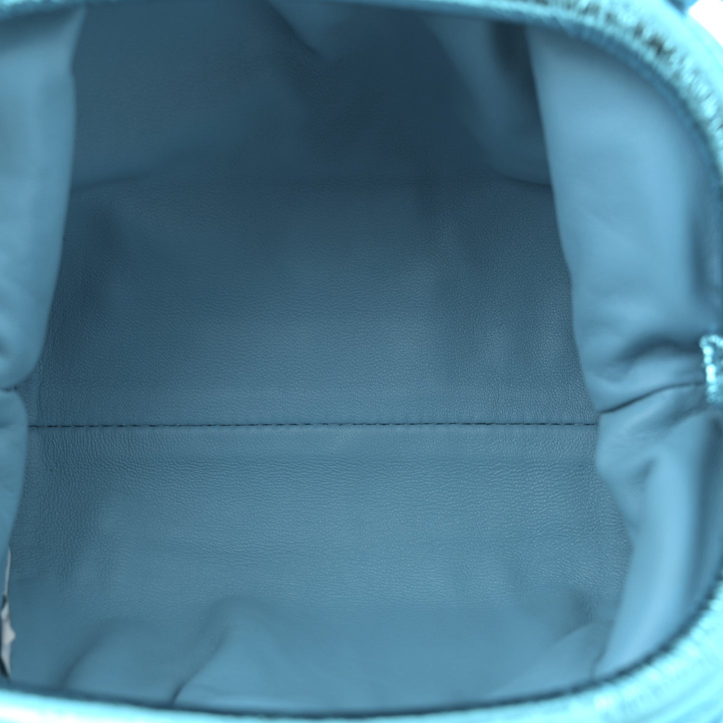 Metallic Crushed Calfskin The Mini Pouch Sky Blue