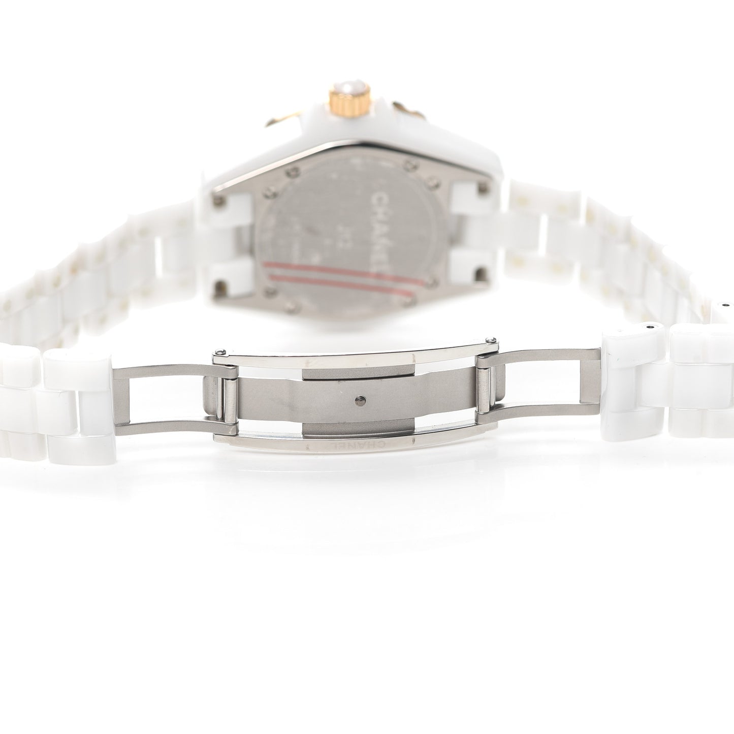 Stainless Steel 18K Beige Gold Ceramic Diamond 33mm J12 Quartz Watch White
