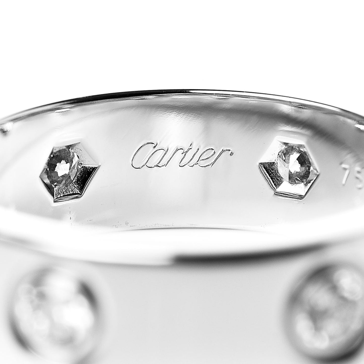 18K White Gold 6 Diamond 5.5mm LOVE Ring 52 6