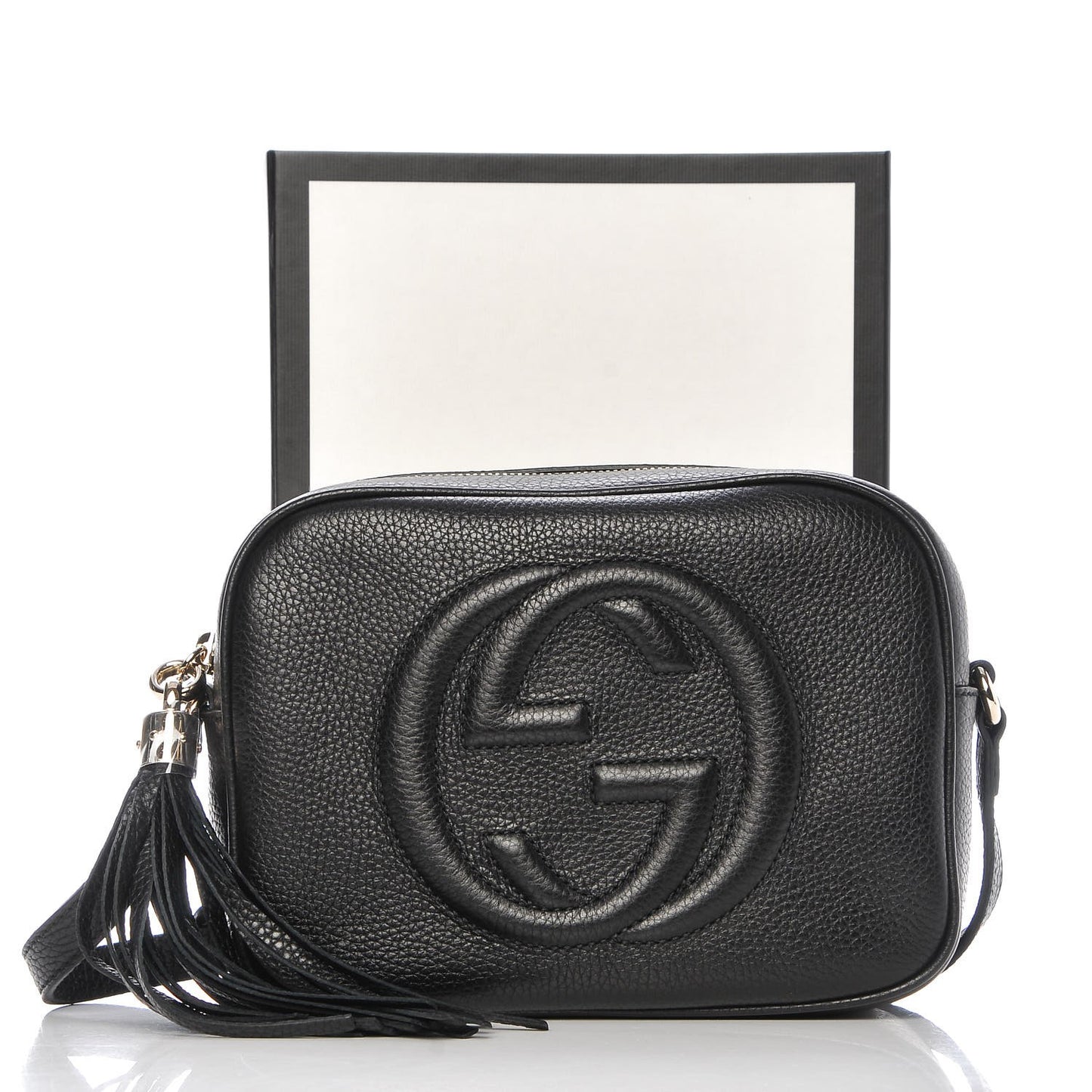 Pebbled Calfskin Small Soho Disco Bag Black