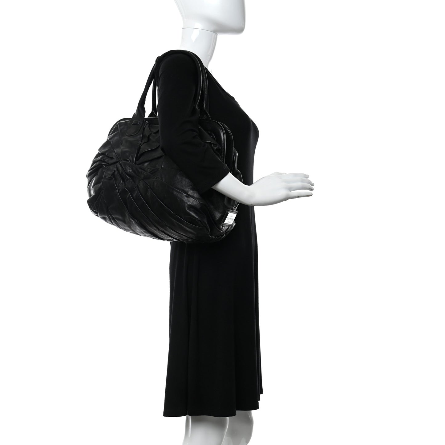Lambskin Pleated Frame Tote Black