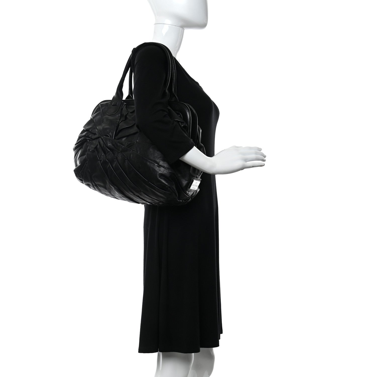 Valentino Garavani Lambskin Pleated Frame Tote Black 2 of 5