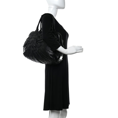 Valentino Garavani Lambskin Pleated Frame Tote Black 2 of 5