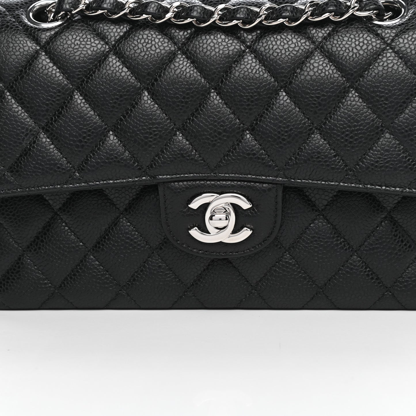 Caviar Quilted Small Double Flap Black