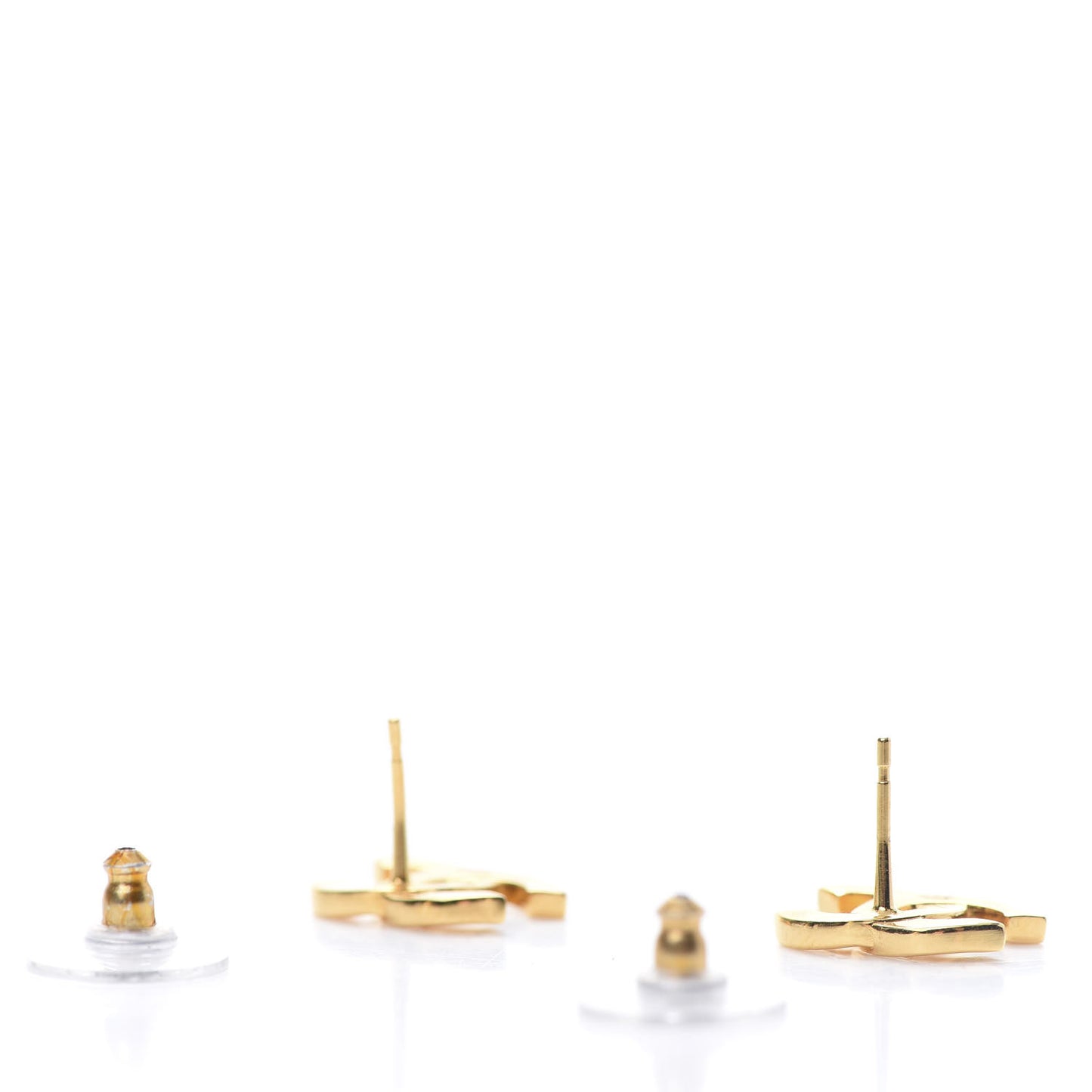Metal CC Paris Button Stud Earrings Gold