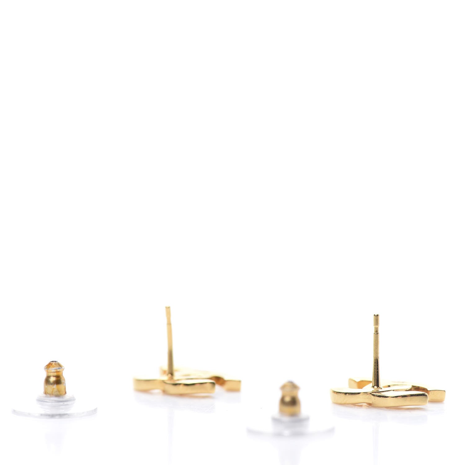 Chanel Metal CC Paris Button Stud Earrings Gold 3 of 5