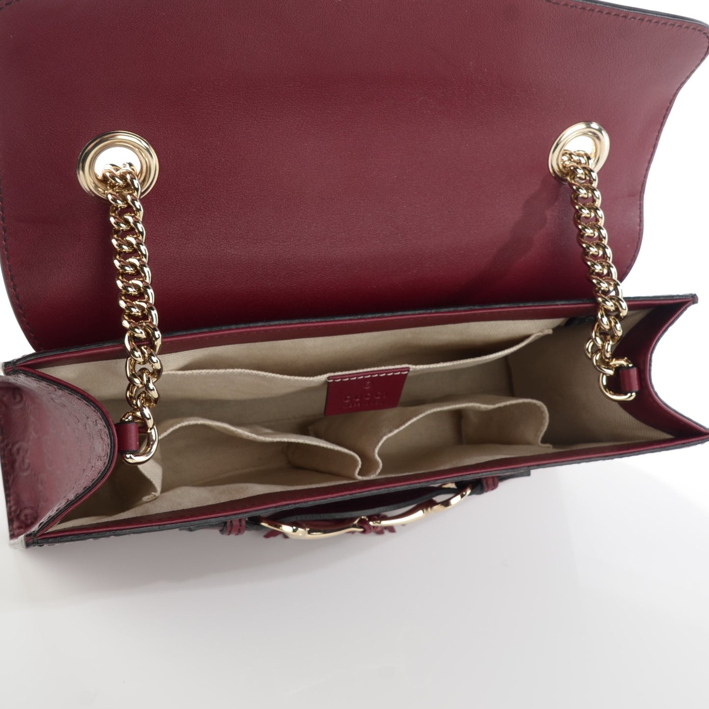 Soft Guccissima Medium Emily Chain Shoulder Bag Classic Ruby