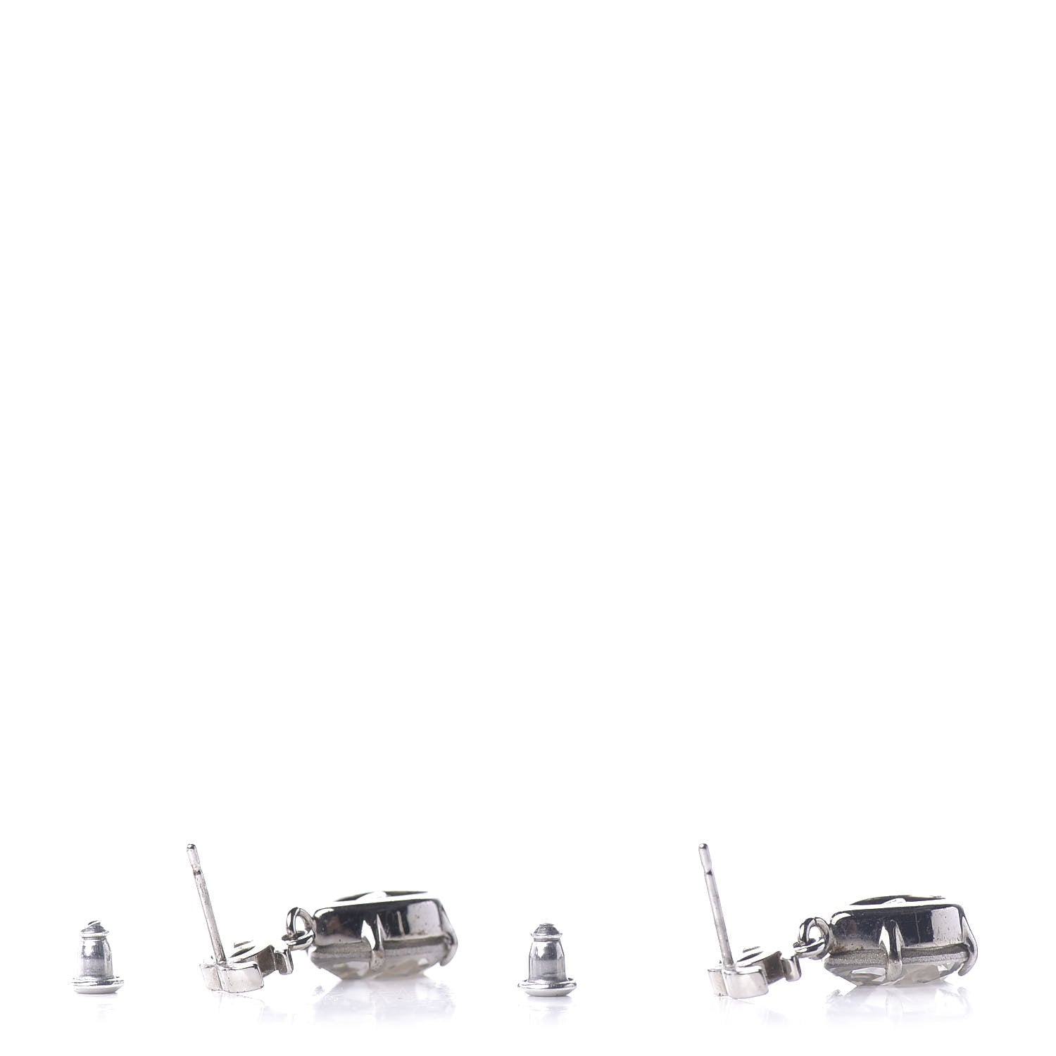 Chanel Crystal CC Tear Drop Earrings Silver 4 of 4