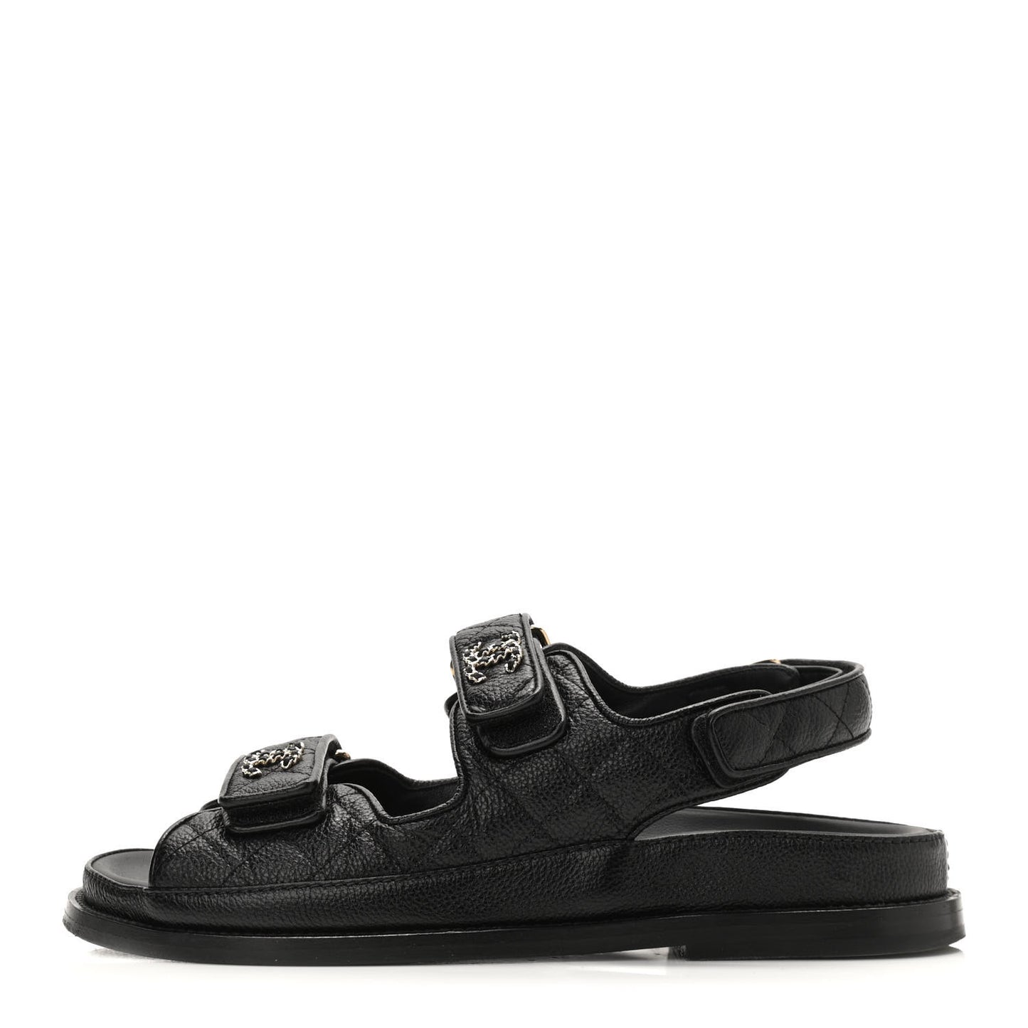 Grained Calfskin Velcro Dad Sandals 36.5 Black