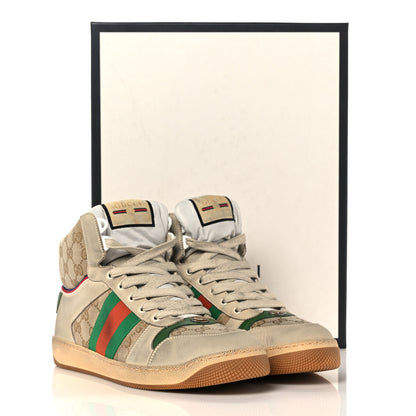 Gucci GG Monogram Nubuck Web Mens Screener High Top Sneakers 8 New Sand Dusty Milk Vintage Green 8 of 8