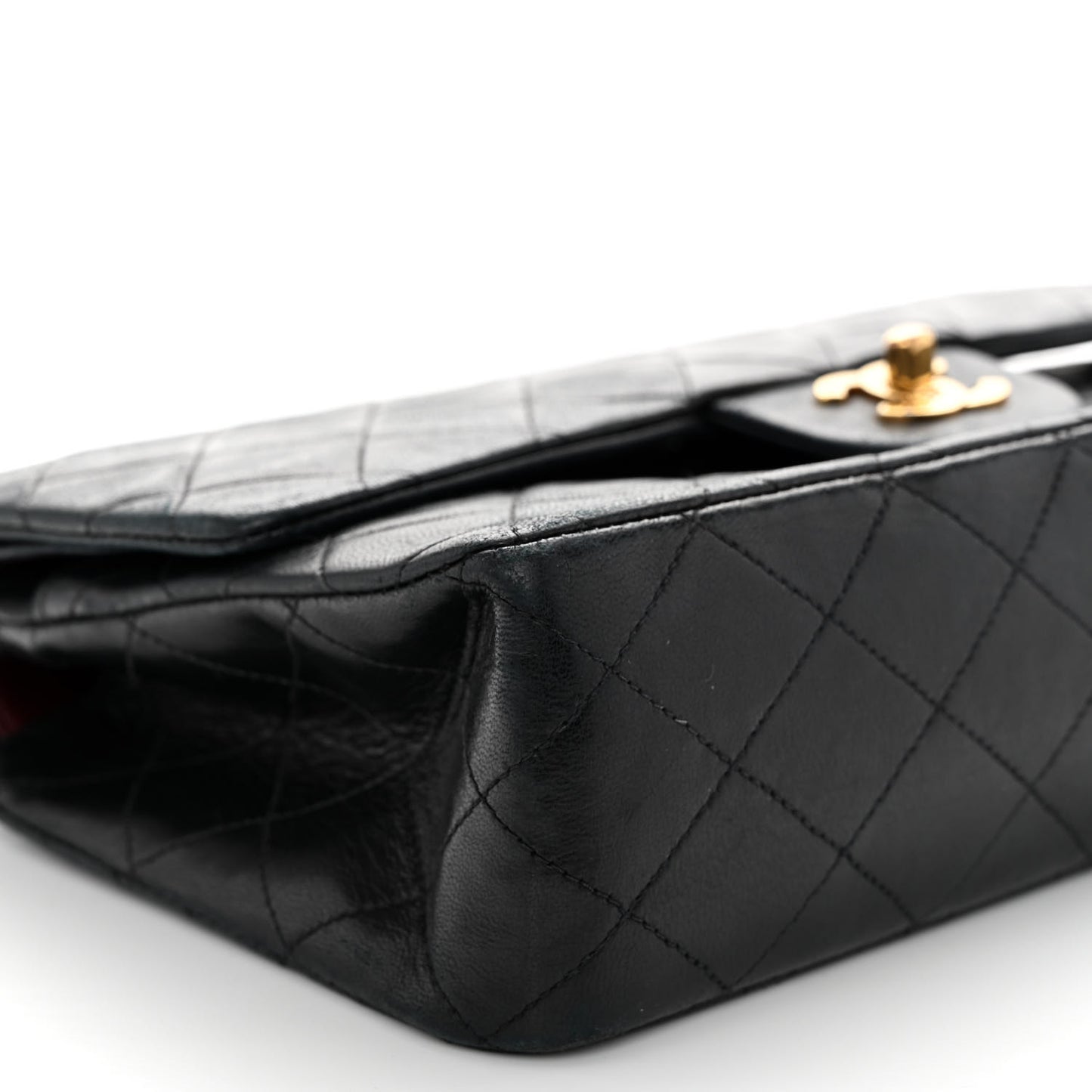 Lambskin Quilted Medium Double Flap Black