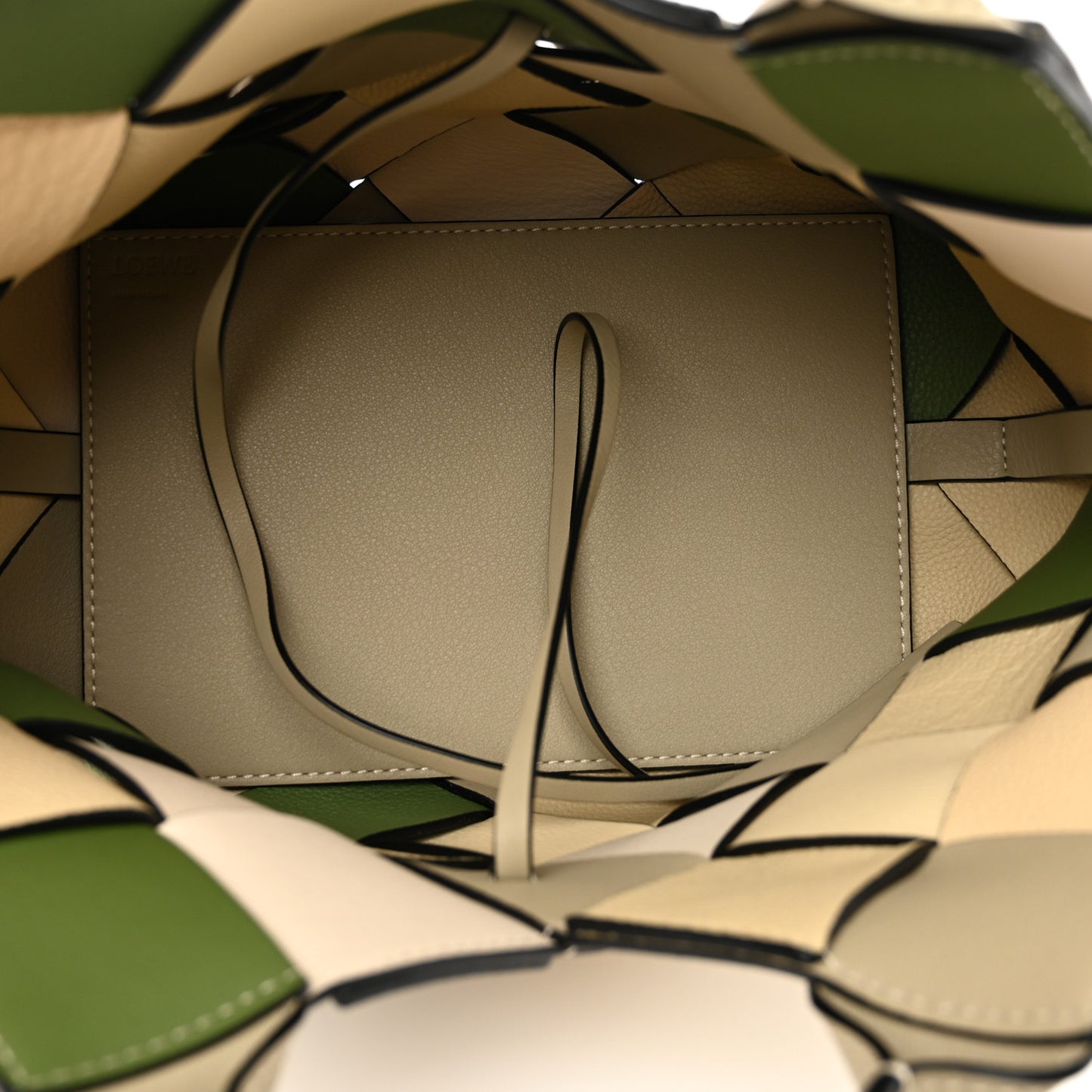 Calfskin Woven Small The Surplus Collection Basket Bag Avocado Ivory
