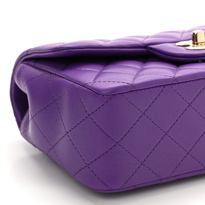 Chanel Lambskin Quilted Mini Top Handle Rectangular Flap Purple 9 of 11