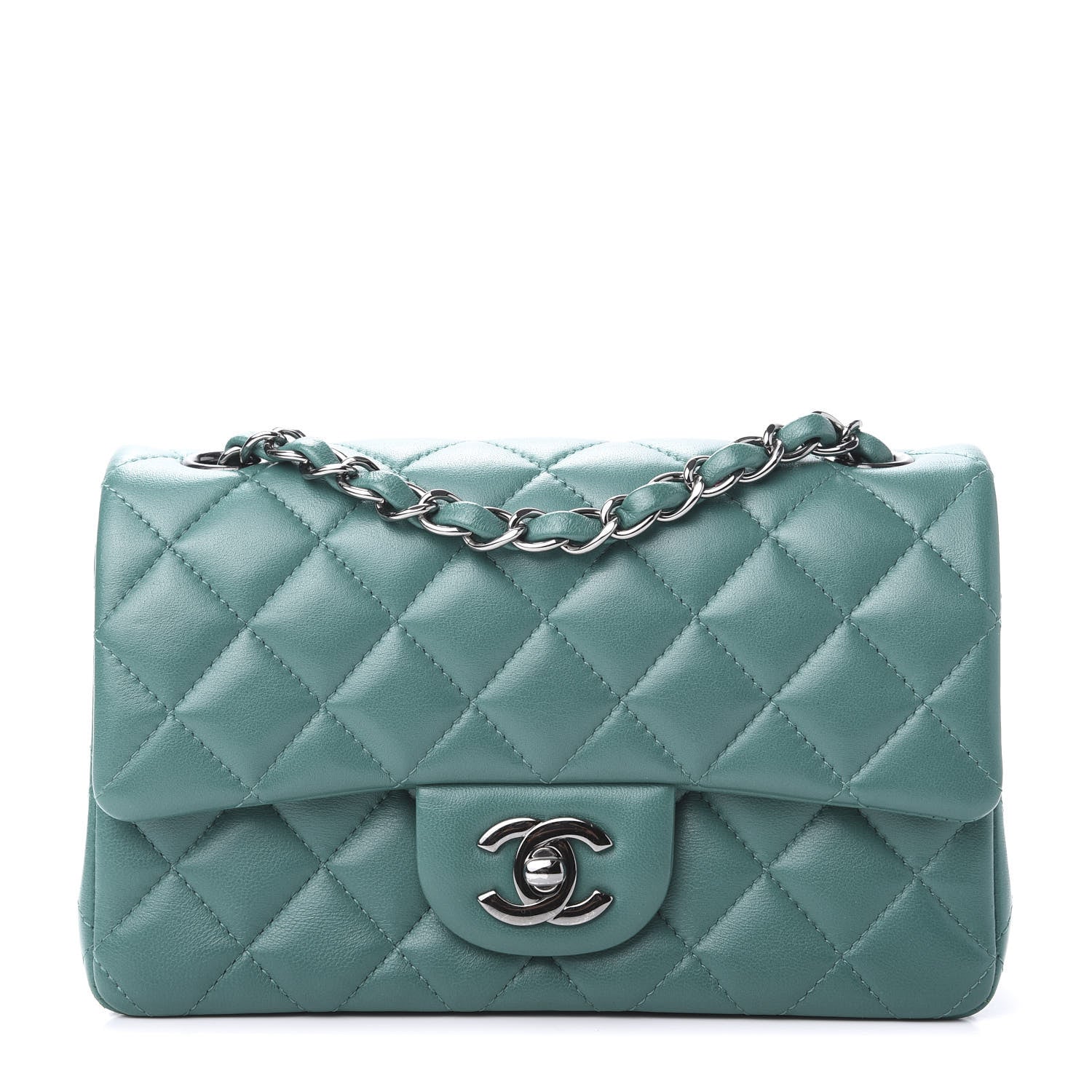 Chanel Lambskin Quilted Mini Rectangular Flap Green 1 of 12