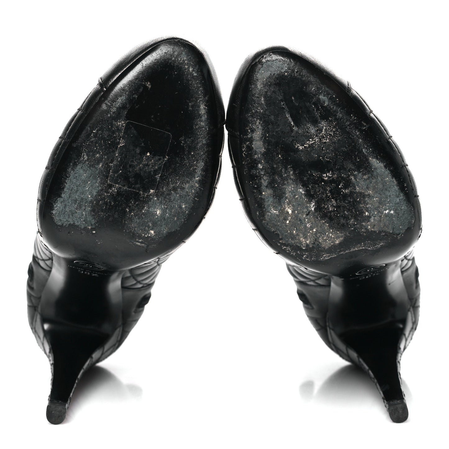 Lambskin Quilted CC Booties 38.5 Black