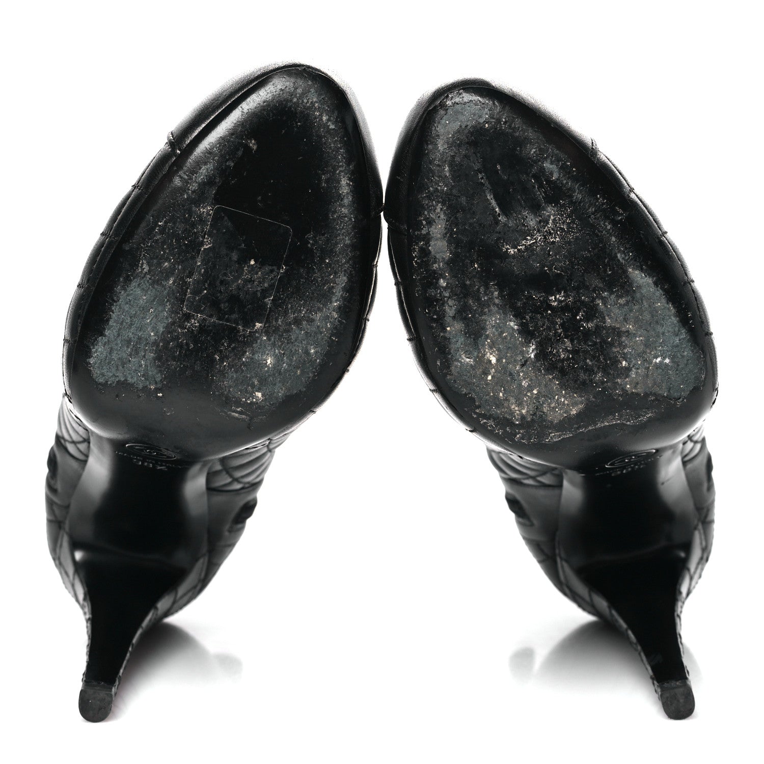 Chanel Lambskin Quilted CC Booties 38.5 Black 6 of 9