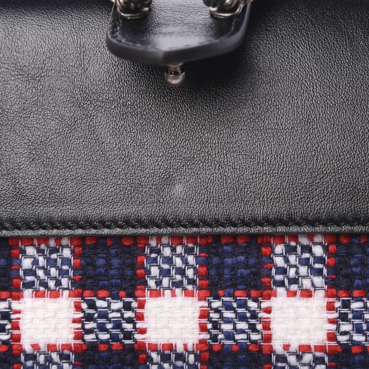 Gucci Vintage Tweed Check Small Dionysus Shoulder Bag White Hibiscus Red Marine 10 of 10