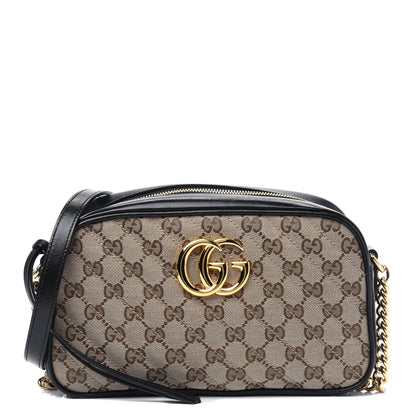 Gucci Monogram Matelasse Diagonal Small GG Marmont Chain Shoulder Bag Beige Black 2 of 11