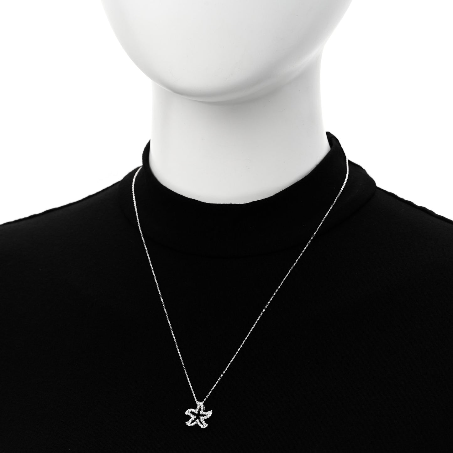 18K White Gold Diamond Tiny Treasures Starfish Pendant Necklace